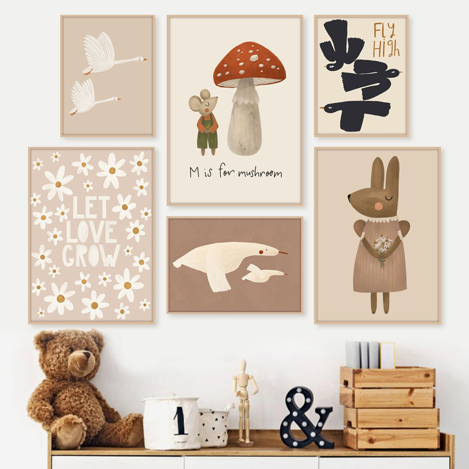 Photography Duck - Affiches de dessin animé Boho lapin