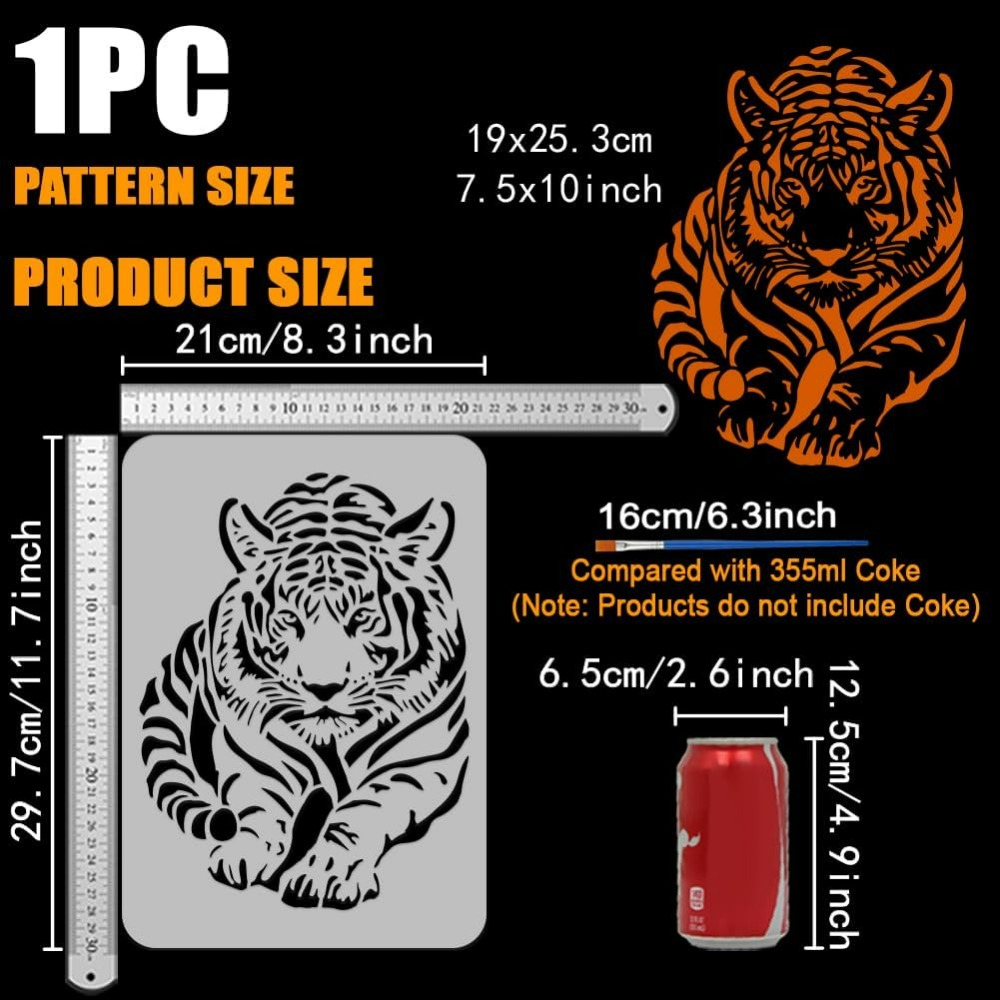 Pochoir de tigre avec pinceau, - Photography Techniques avis et prix